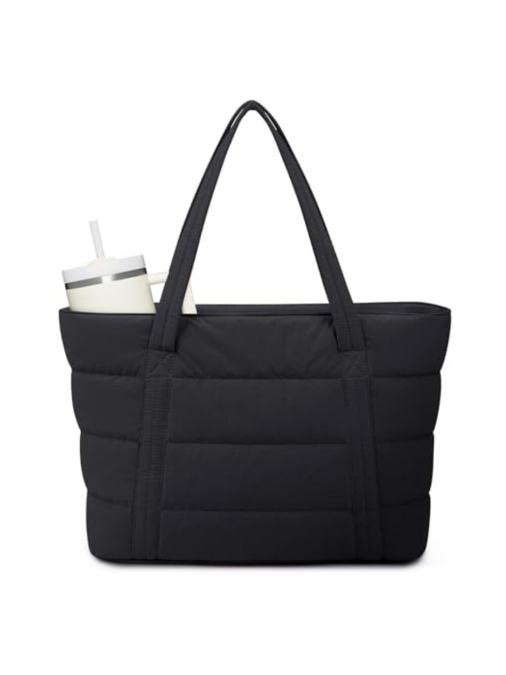 Lightweight Nylon Puffer Tote Bag Laptop Work Travel Gym Beach